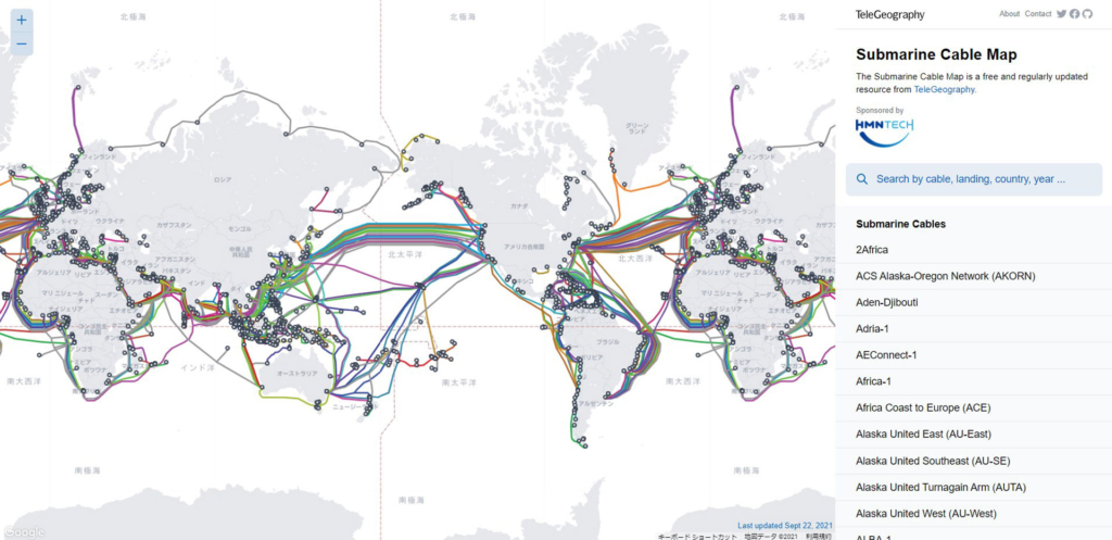 海底ケーブルで結ばれる世界