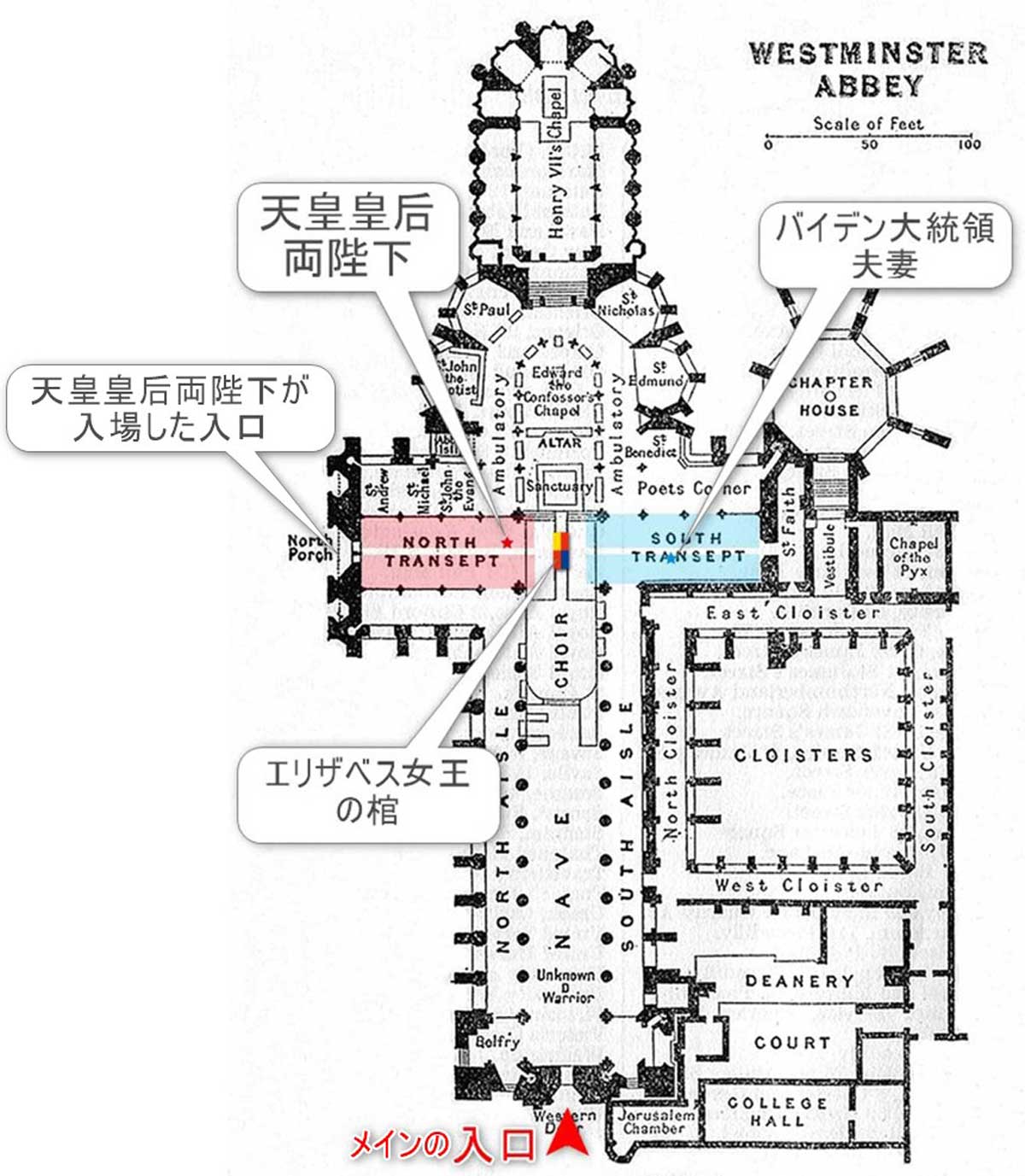 ウェストミンスター寺院の平面図