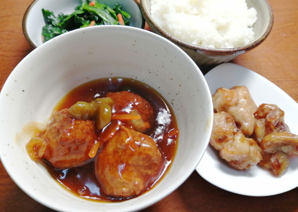 肉団子と野菜の甘酢あんかけ