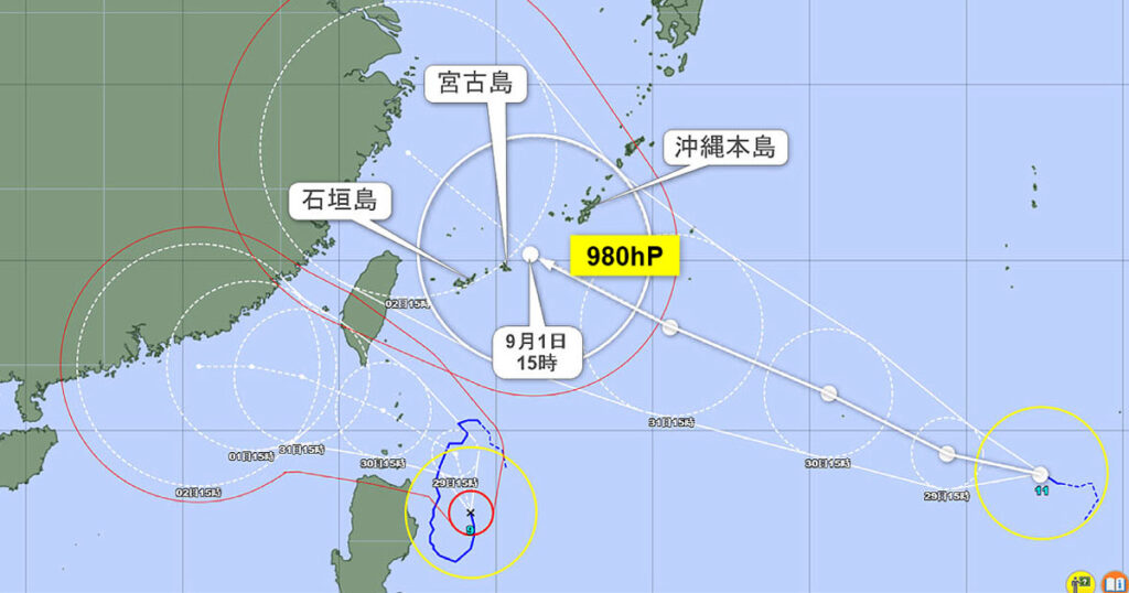 台風11号進路図