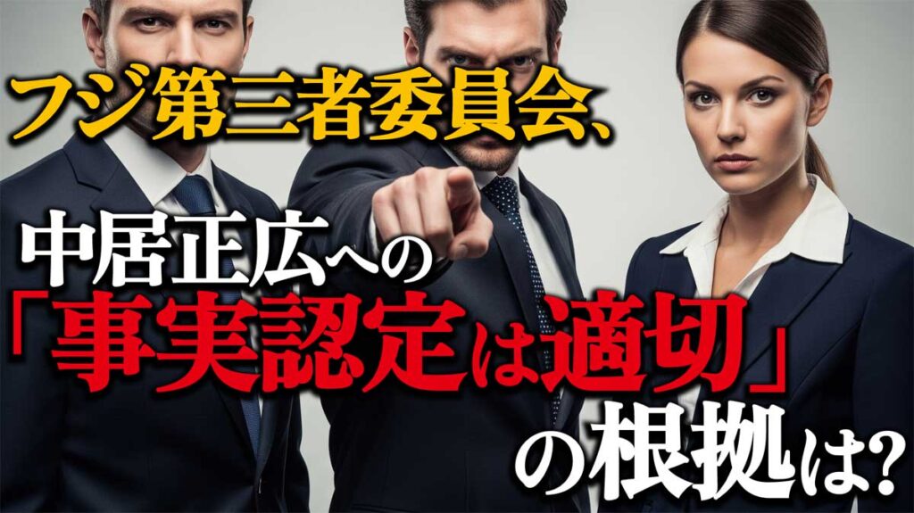 フジ第三者委員会、中居正広への「事実認定は適切」の根拠は?