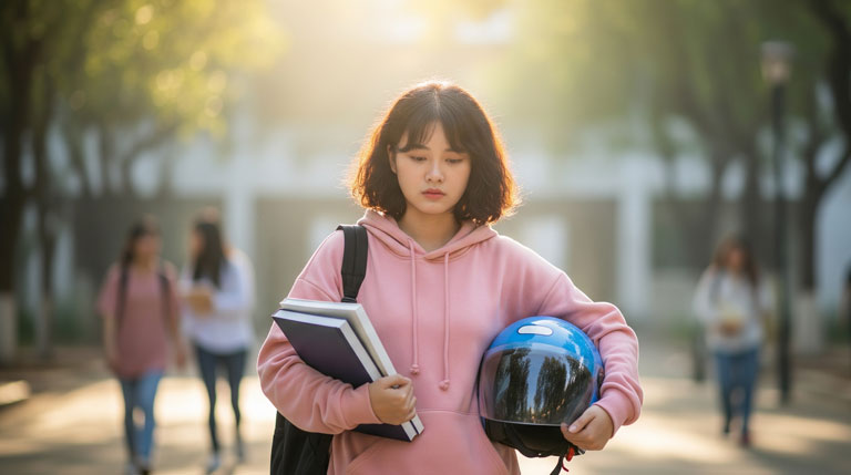 バイク好きの女子大生