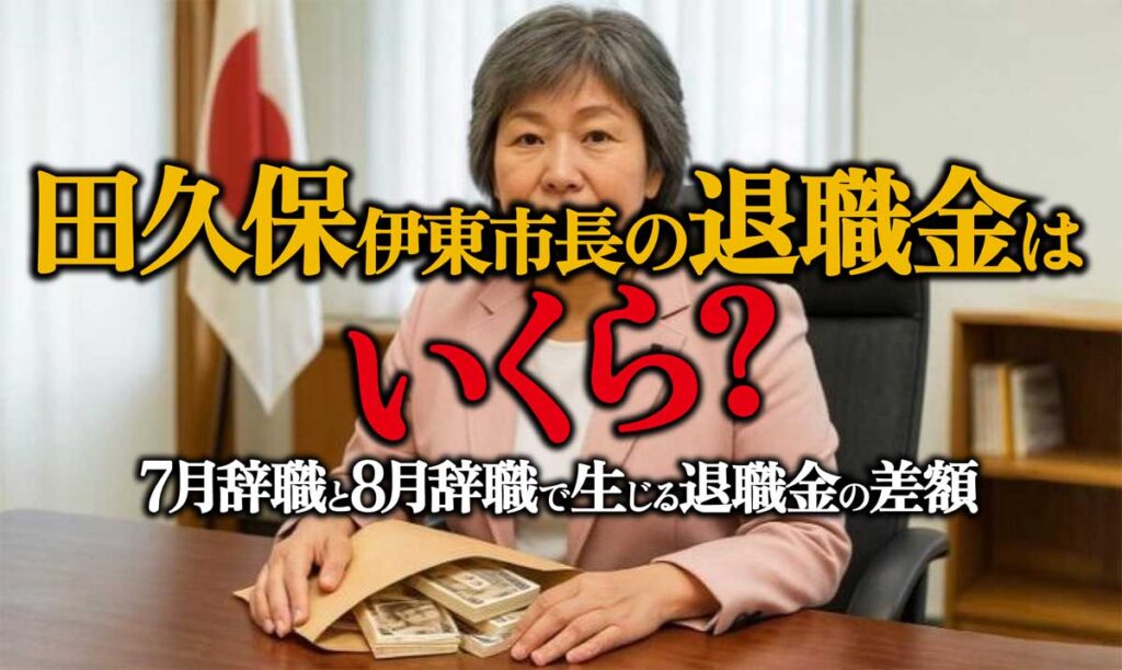 田久保市長の退職金はいくら?7月辞職と8月辞職で生じる退職金の差額