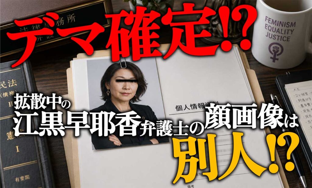 【デマ確定?】拡散中の江黒早耶香弁護士の顔画像は別人か?