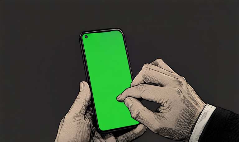野崎がスマホを操作した際、撮影時画面はグリーンバックだった?